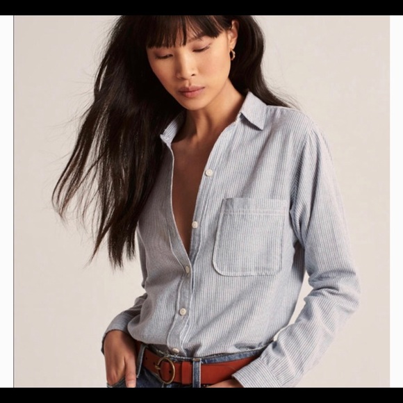 Abercrombie & Fitch Tops - Abercrombie & Fitch blue striped oxford